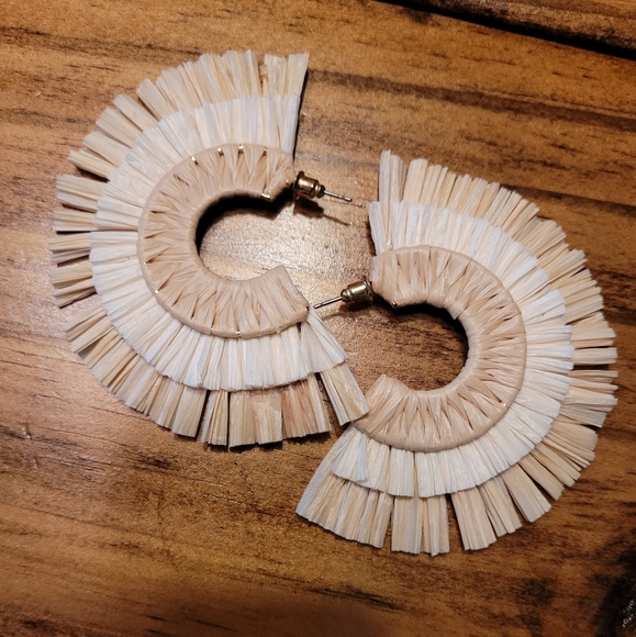 Jewelry - Elegant Cream and Tan Fringe Earrings